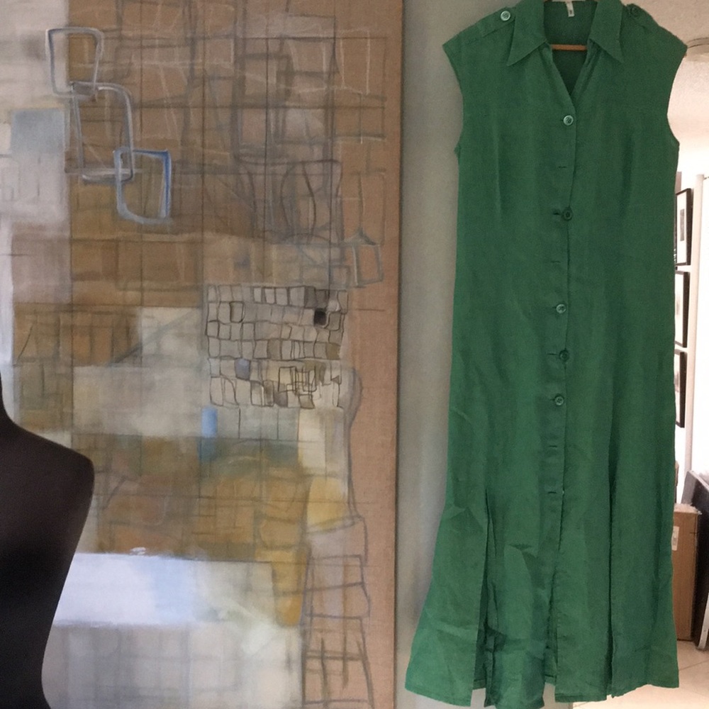 Vintage Escada 100% Linen Sleeveless Dress